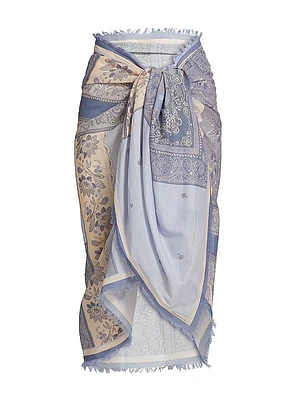 Paisley Cotton Self-Tie Pareo