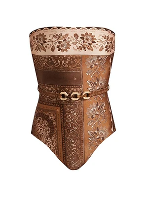 Lucky Mixed Print One-Piece Swimsuit