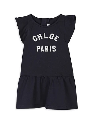 Baby Girl's Logo Flutter-Sleeve Dress