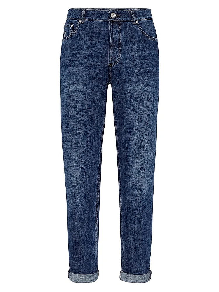 Lightweight Denim Traditional Fit Five Pocket Jeans