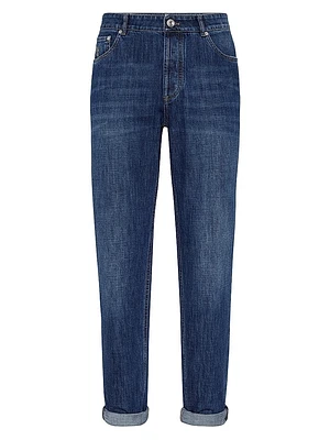 Lightweight Denim Traditional Fit Five Pocket Jeans