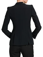 Floral Beaded Crepe Single-Breasted Jacket
