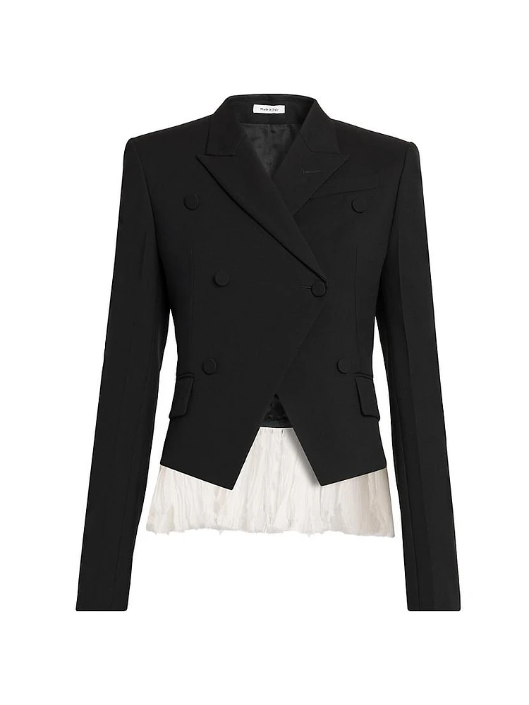 Colorblocked Wool Double-Breasted Jacket