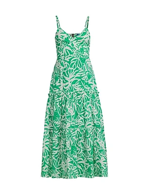 Brittany Leafy Tiered Midi-Dress