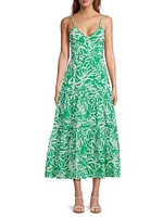 Brittany Leafy Tiered Midi-Dress