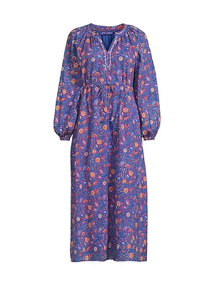 Amalfi Cotton Floral Midi Dress