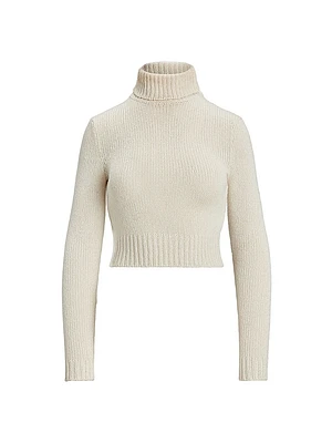 Silk Cropped Turtleneck Sweater