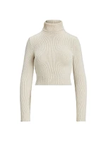 Silk Cropped Turtleneck Sweater