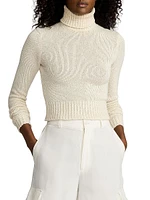 Silk Cropped Turtleneck Sweater
