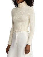 Silk Cropped Turtleneck Sweater
