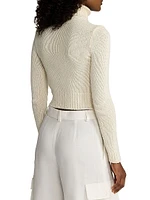 Silk Cropped Turtleneck Sweater