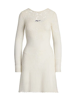 Lace-Trimmed Silk Knit Minidress