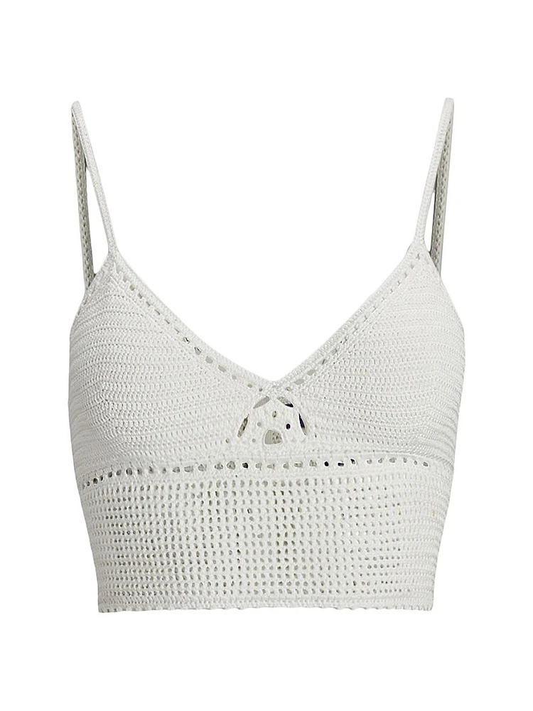 Crochet-Knit V-Neck Bralette Top