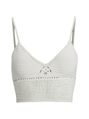 Crochet-Knit V-Neck Bralette Top