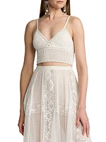 Crochet-Knit V-Neck Bralette Top