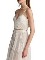 Crochet-Knit V-Neck Bralette Top