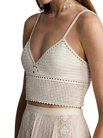 Crochet-Knit V-Neck Bralette Top