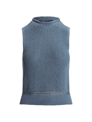 Rollneck Sleeveless Silk Sweater