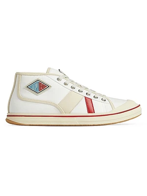 Eliot Logo-Detailed Leather & Canvas Sneakers