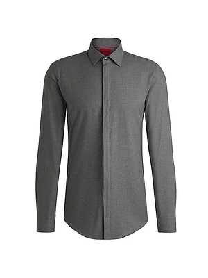 Slim-Fit Shirt Melange Cotton