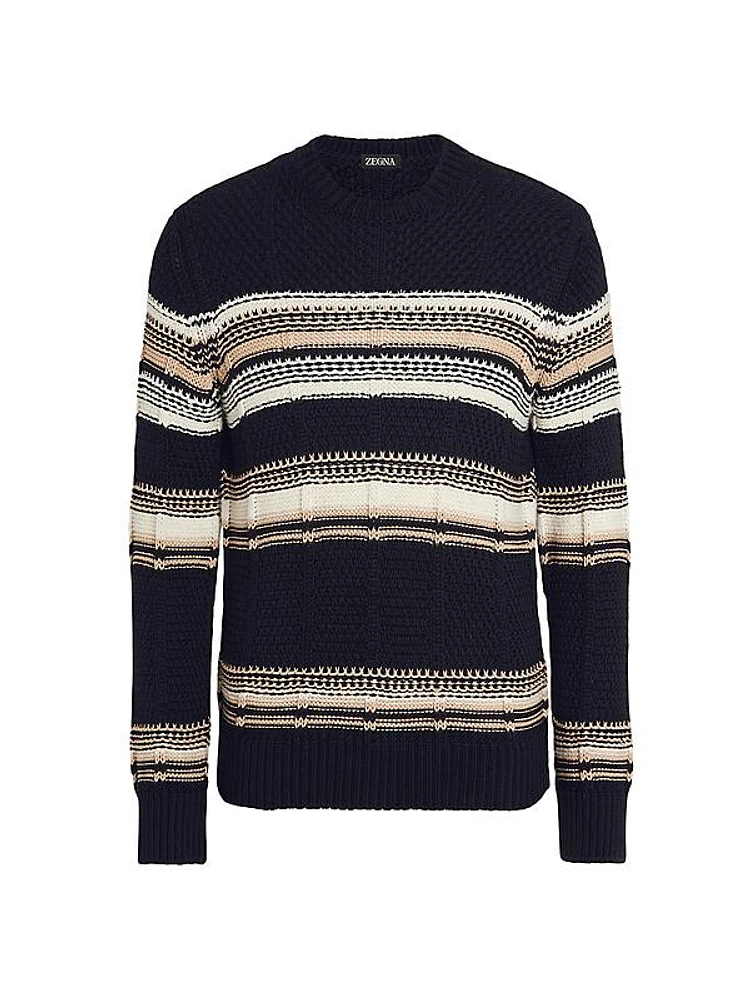 Cotton Silk and Linen Crewneck Sweater