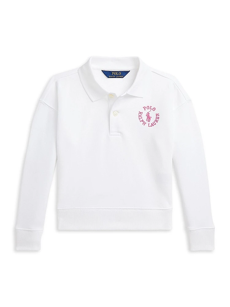 Little Girl's & Logo Long-Sleeve Polo Shirt