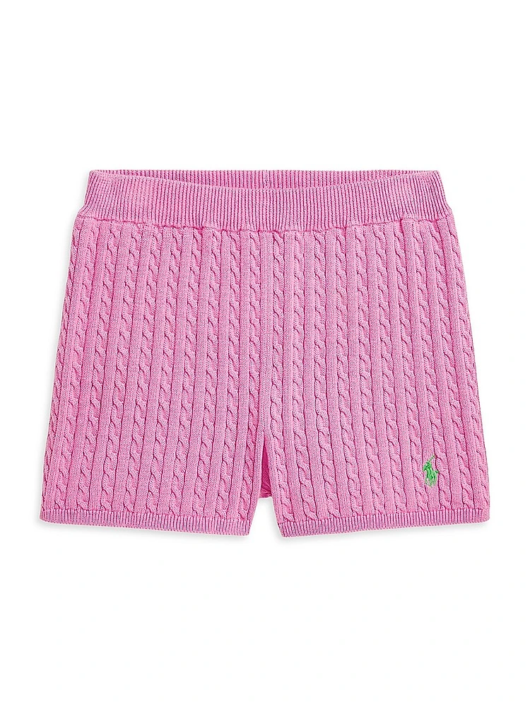 Little Girl's & Cable-Knit Cotton Shorts