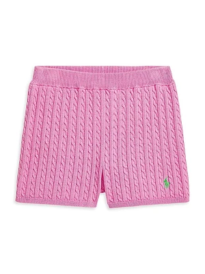 Little Girl's & Cable-Knit Cotton Shorts