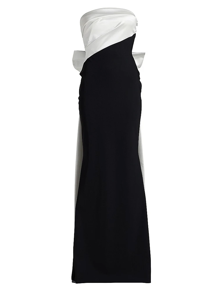 Reyka Colorblocked Bow-Detailed Strapless Gown