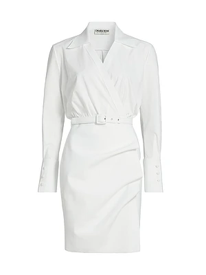 Faro Ruched V-Neck Belted Shirtdress