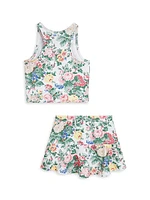 Little Girl's & 2-Piece Floral Top Skirt Set