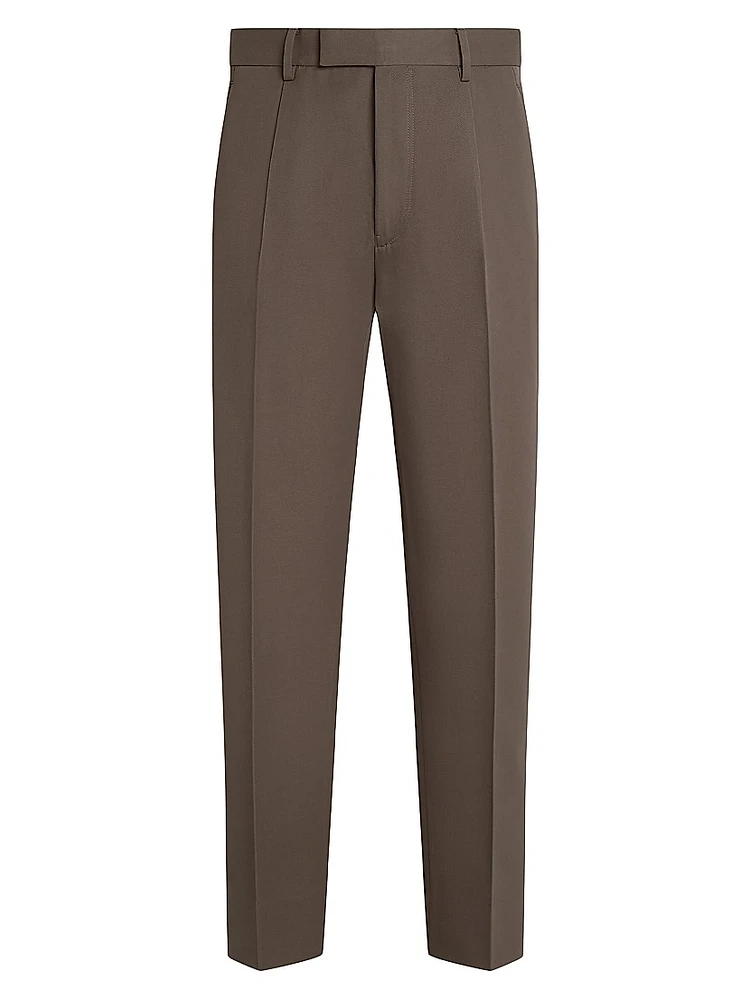 Single-Pleated Cotton and Wool Pants