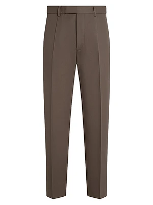 Single-Pleated Cotton and Wool Pants