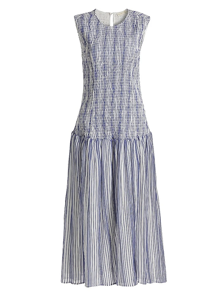 Porter Smocked Drop Waist Midi-Dress