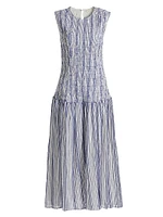 Porter Smocked Drop Waist Midi-Dress