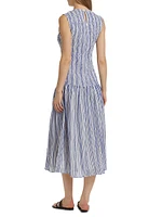 Porter Smocked Drop Waist Midi-Dress