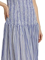 Porter Smocked Drop Waist Midi-Dress