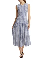 Porter Smocked Drop Waist Midi-Dress