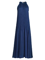 Eva Pleated Satin Maxi Dress