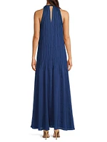 Eva Pleated Satin Maxi Dress