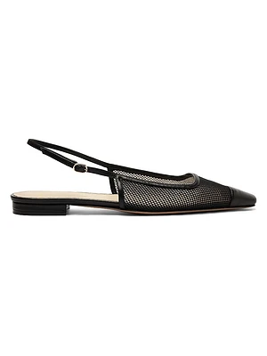 Olivia Mesh & Leather Slingback Flats