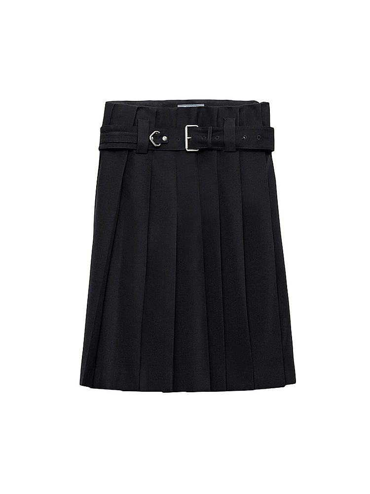 Pleated Gabardine Skirt