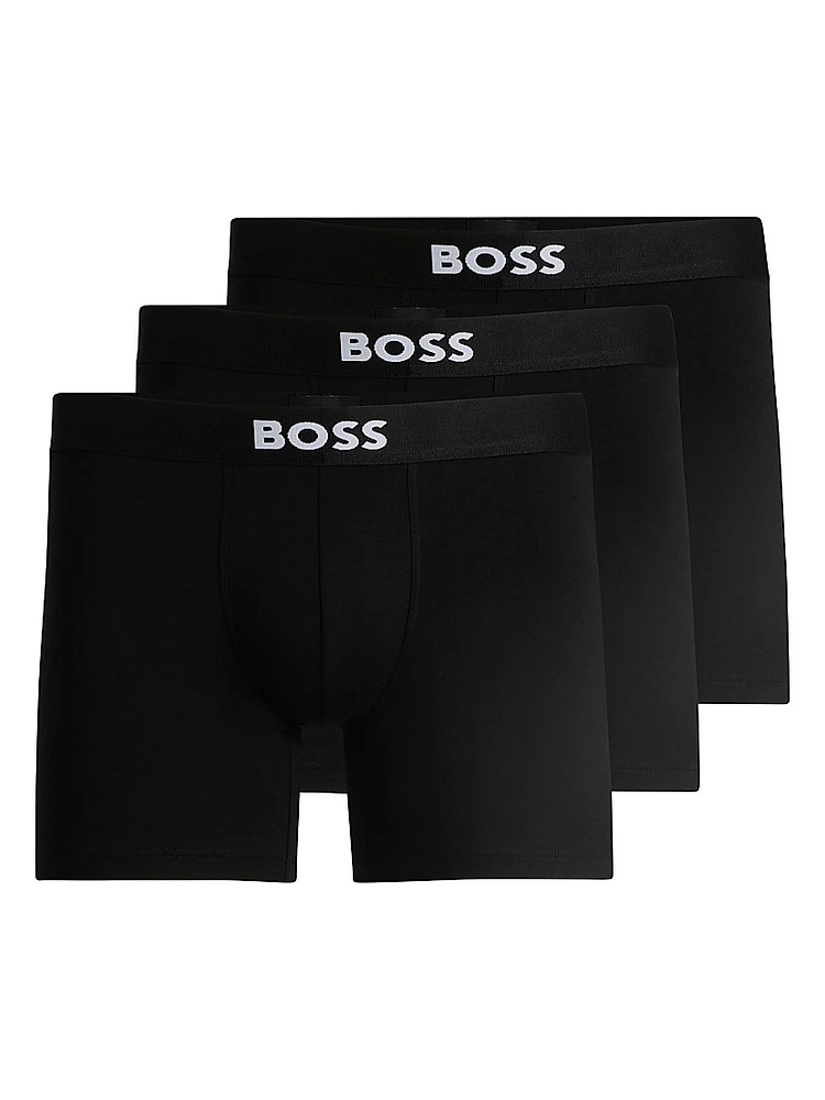 Three-Pack of Stretch-Cotton Boxer Briefs with Logos