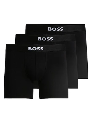 Three-Pack of Stretch-Cotton Boxer Briefs with Logos