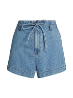 Anessa Denim Tie-Waist Shorts
