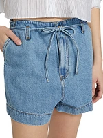Anessa Denim Tie-Waist Shorts