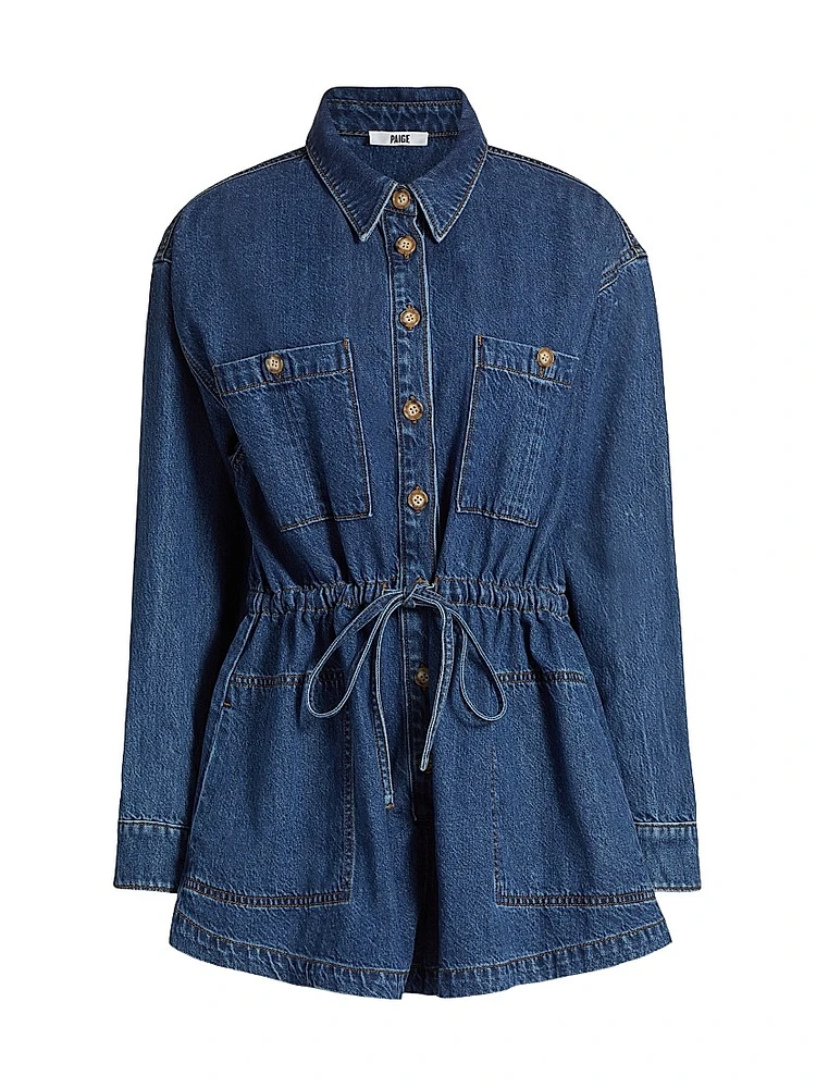Madigan Denim Tie-Waist Romper