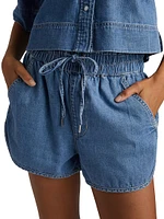 Nessie Dolphin-Hem Chambray Shorts
