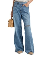 Kasey Distressed Mid-Rise Wide-Leg Jeans