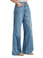 Kasey Distressed Mid-Rise Wide-Leg Jeans